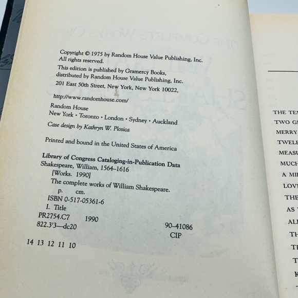 Vintage The Complete Works of William Shakespeare 1990 Book - Picture 13 of 15